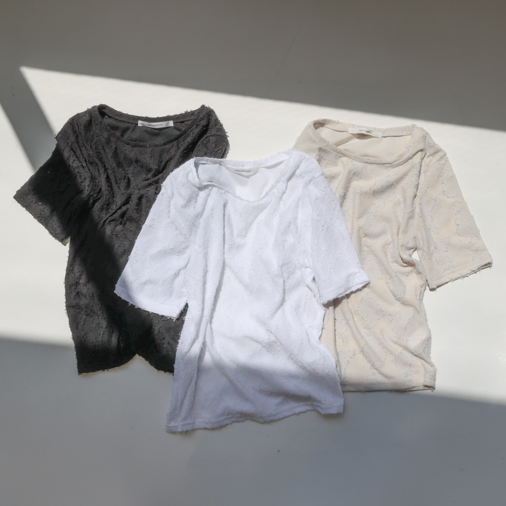 jacquard crew neck sheer inner | MIDIUMISOLID 2026 Spring&Summer