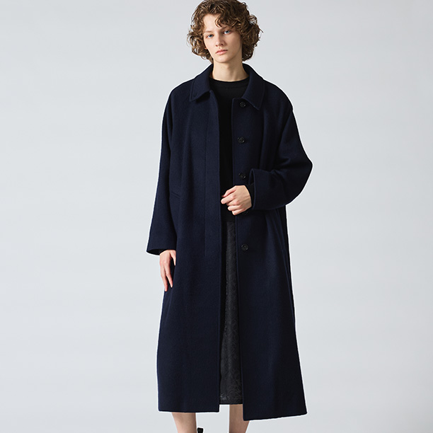wool blend balmacaan coat
