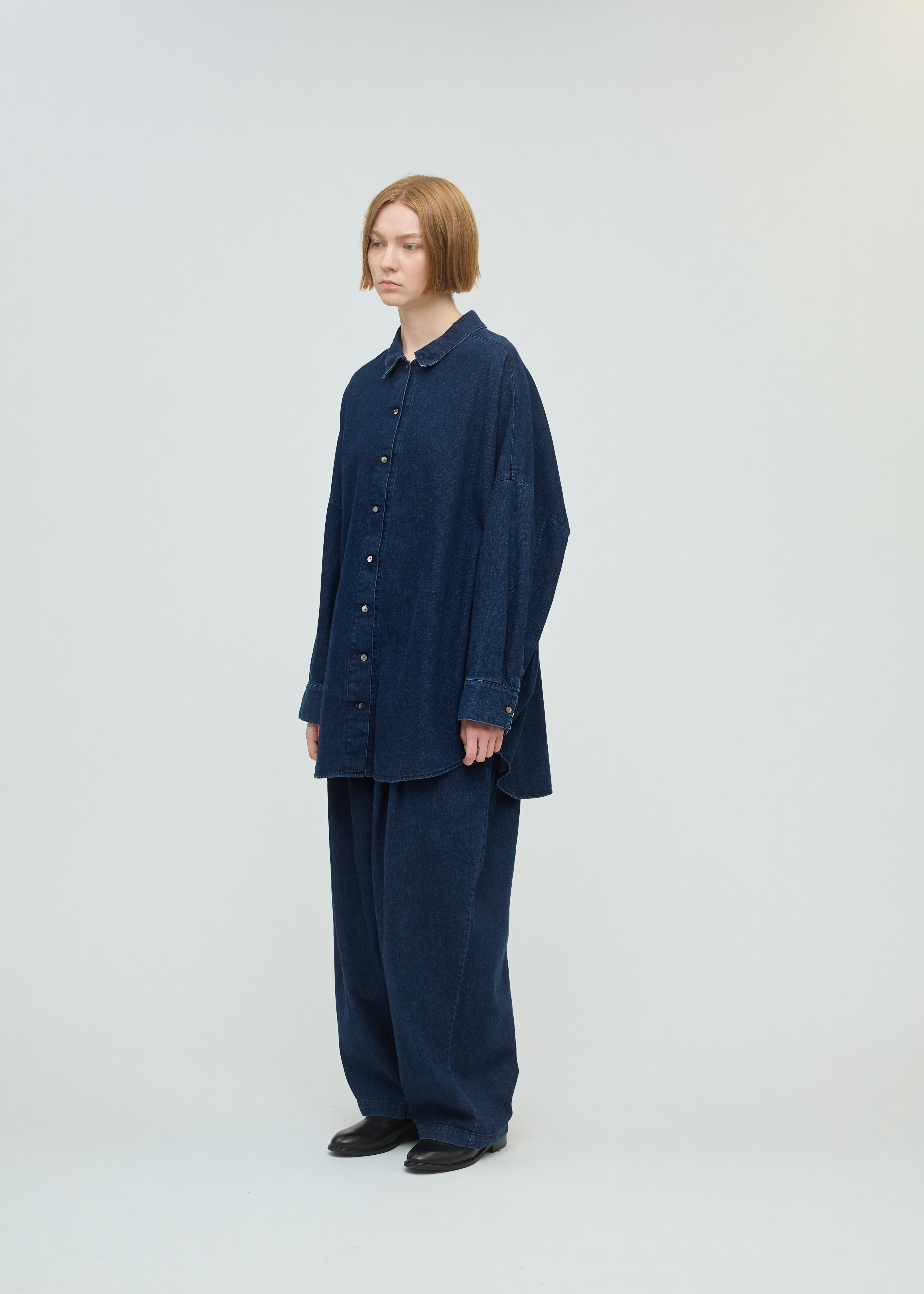 mizuiro ind デニムタックワイドパンツ