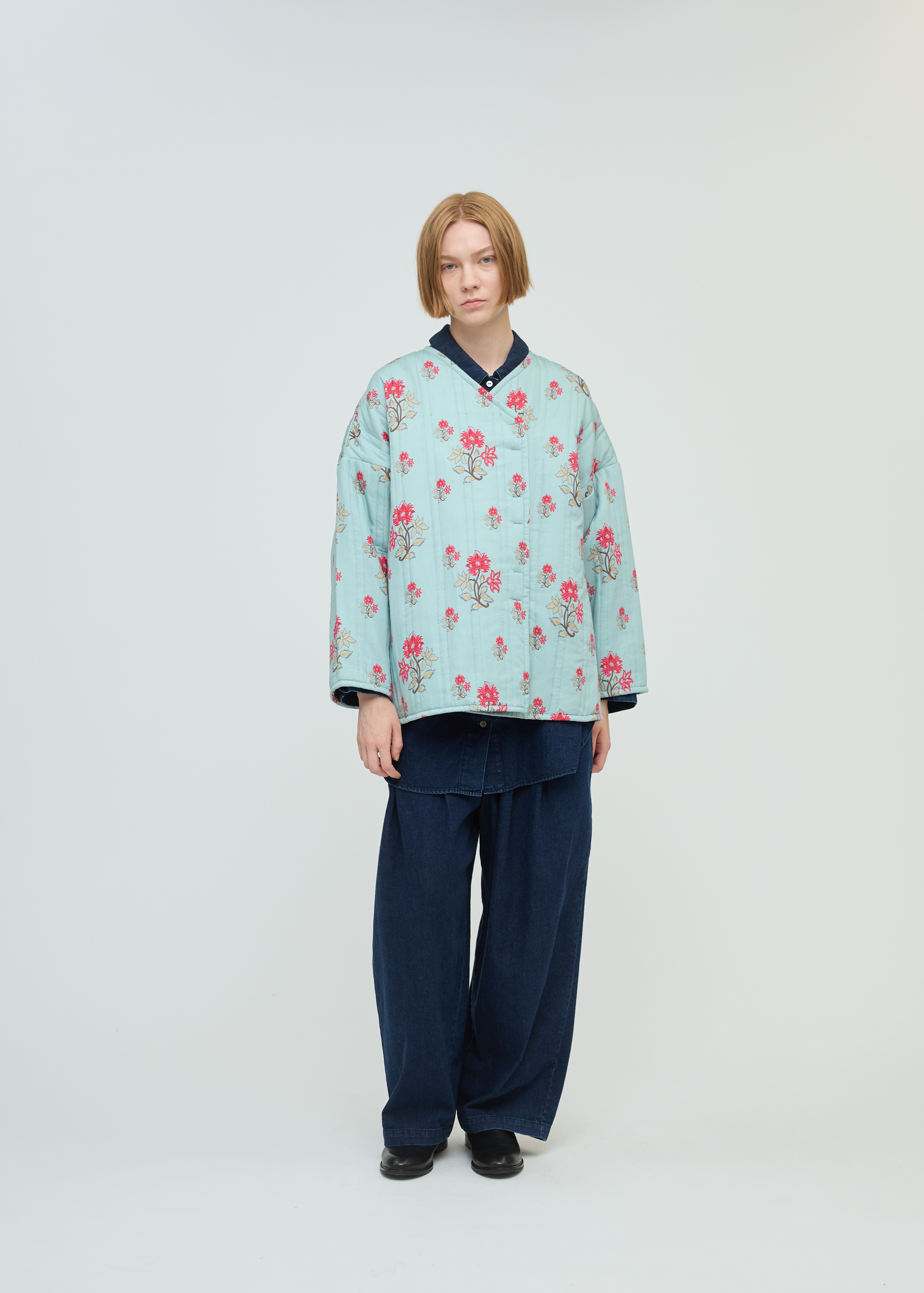 mizuiro ind デニムタックワイドパンツ