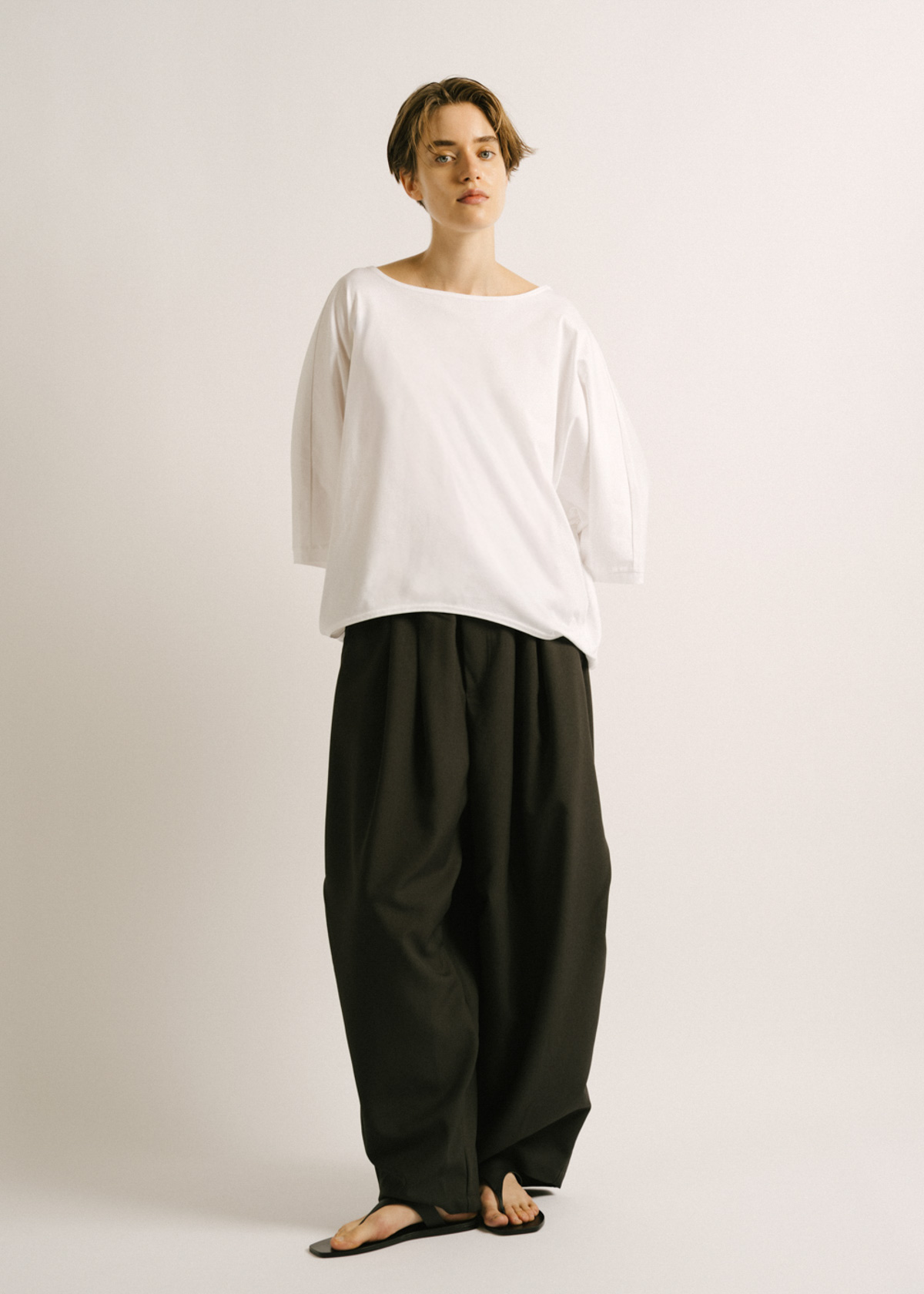 mizuiro ind ミズイロインド 2026夏 Tシャツ BOAT NECK COCOON P/O コーディネート