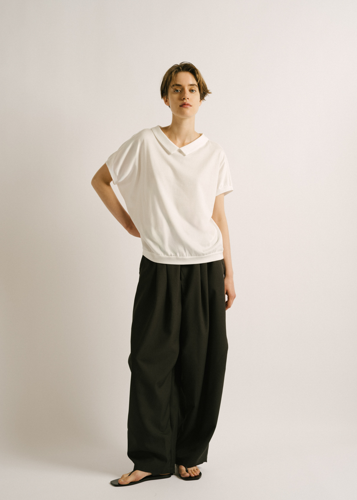 mizuiro ind ミズイロインド 2026夏 Tシャツ SHIRT COLLAR DOLMAN P/O コーディネート