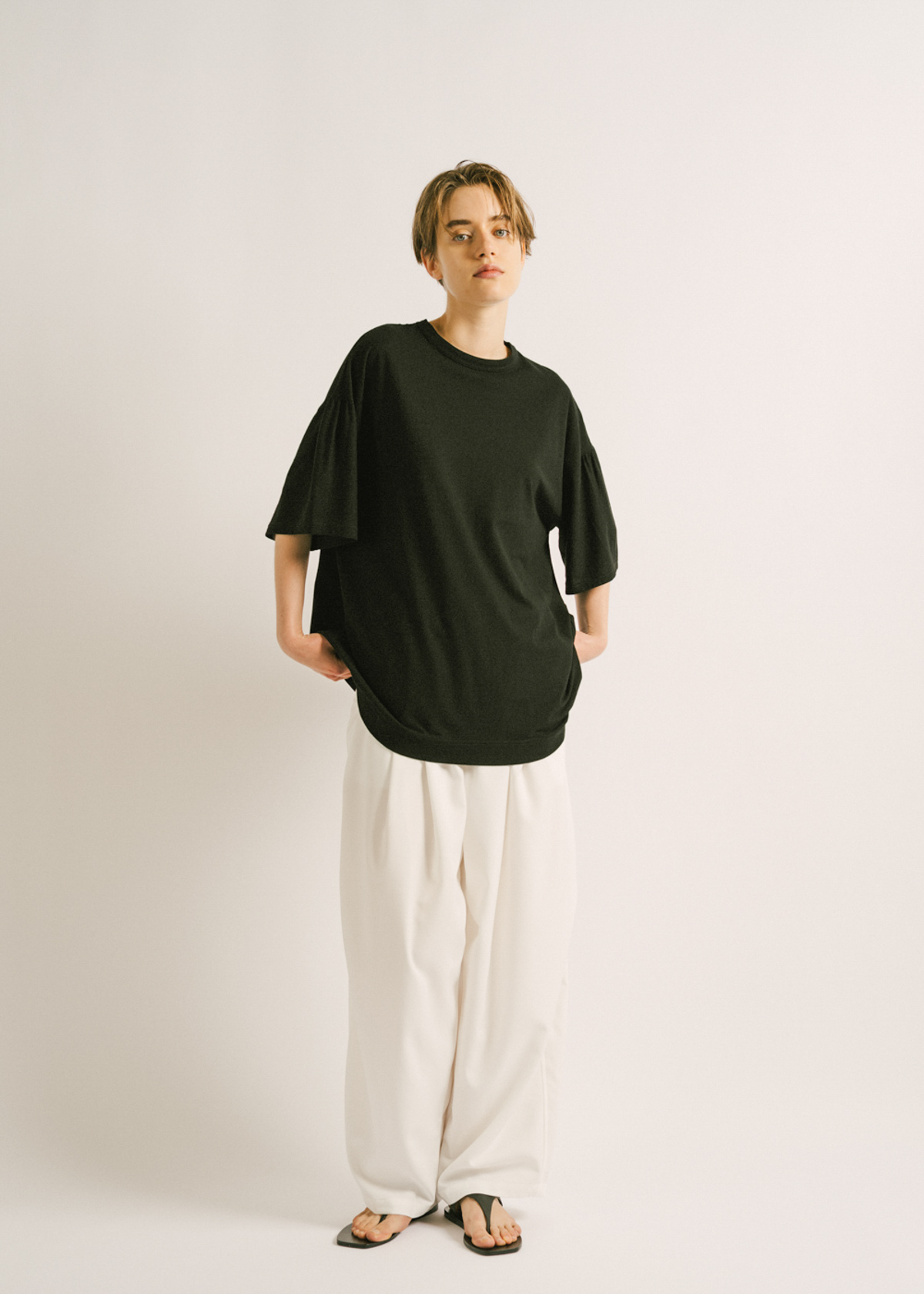 mizuiro ind ミズイロインド 2026夏 Tシャツ GATHER SLV WIDE T スタイリング