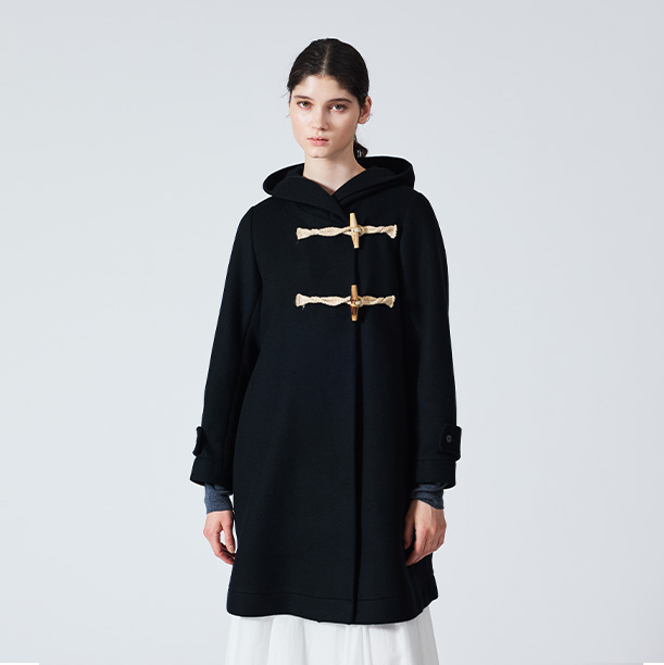 A line hooded duffle coat