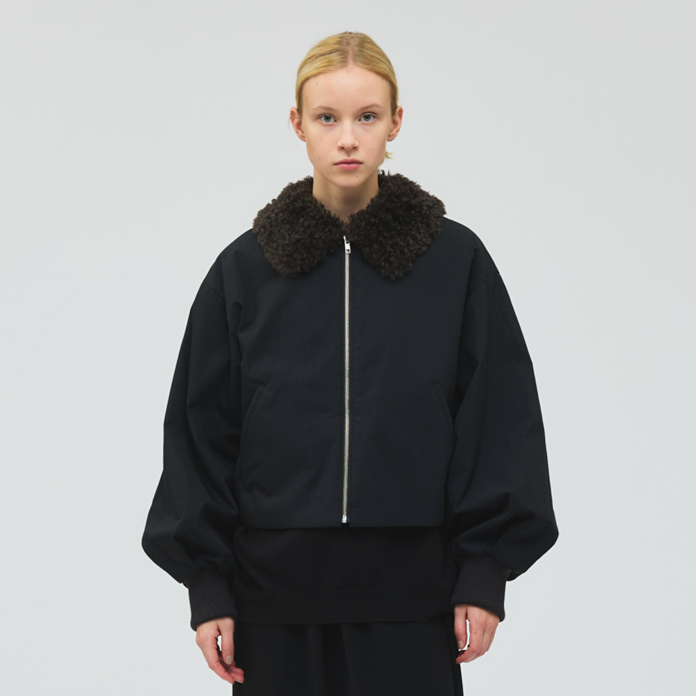 boa collar short blouson