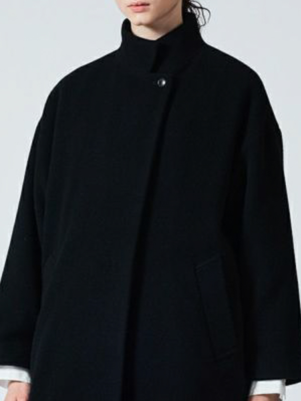 ウールブレンドスタンドカラーコート