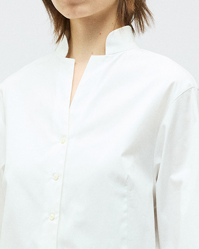 スタンドカラーショートシャツ