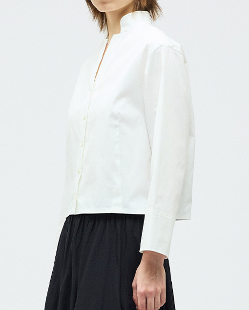 スタンドカラーショートシャツ