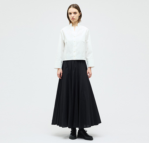 スタンドカラーショートシャツ